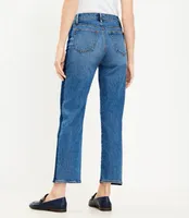 Side Stripe High Rise Straight Jeans Vintage Mid Indigo Wash