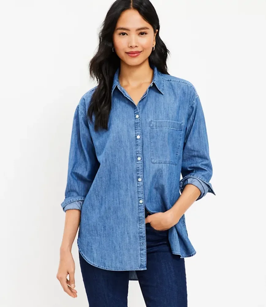 Petite Chambray Oversized Everyday Shirt