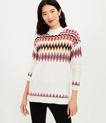 LOFT Petite Flecked Fair Isle Mock Neck Sweater | LOFT | Bridge Street Town  Centre