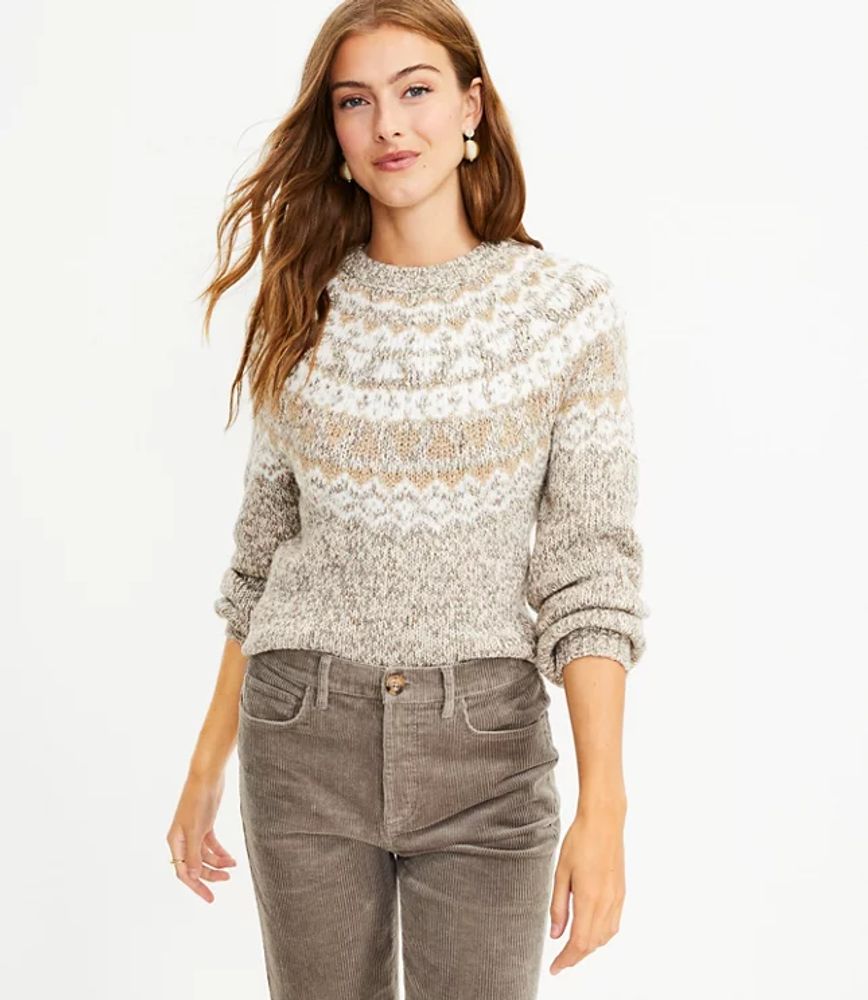 LOFT Petite Marled Fair Isle Sweater | LOFT | Hawthorn Mall