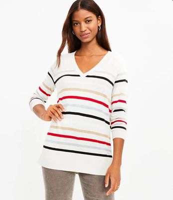 loft v neck tunic sweater
