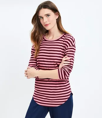 Lou & Grey Stripe Ribbed Signaturesoft Jersey Shirttail Top