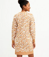 Petite Shimmer Animal Print Sweater Dress