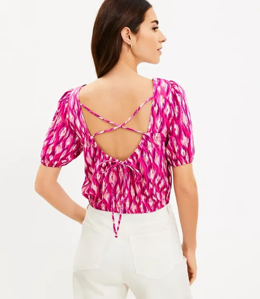 Animal Print Criss Cross Back Cropped Top