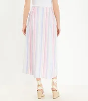 Striped Side Slit Midi Skirt