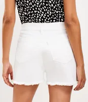 Frayed Denim Cut Off Shorts White