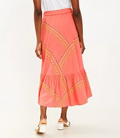 Embroidered Tiered Midi Skirt