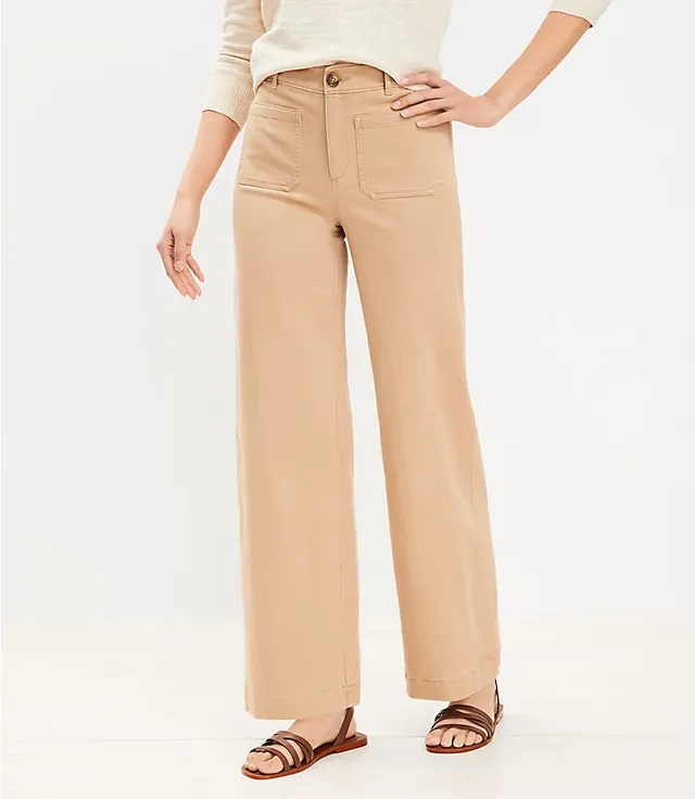 Loft Curvy Palmer Wide Leg Pants Twill