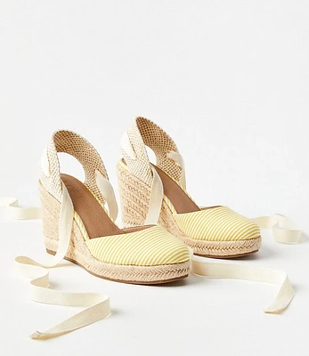 Seersucker Espadrille Wedges