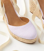 Seersucker Espadrille Wedges