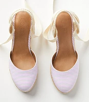 Seersucker Espadrille Wedges