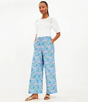 Tall Fluid Wide Leg Pants Bouquet Linen Blend