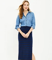 Petite Striped Ottoman Midi Skirt