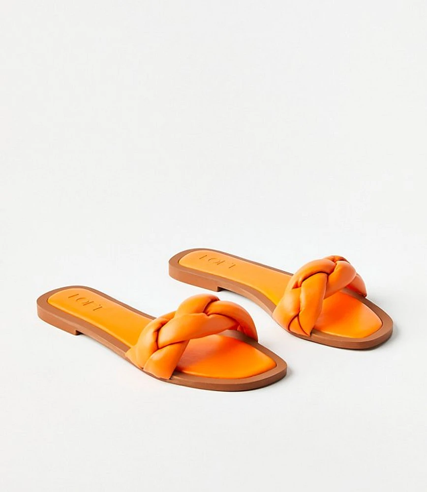 Padded Braided Leather Slide Sandals