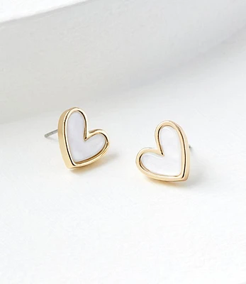 Mother of Pearl Heart Stud Earrings