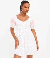 Dot Embroidered Tiered Swing Dress