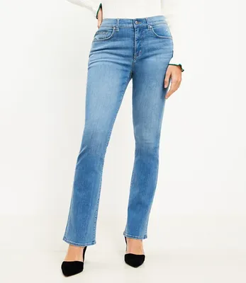 Curvy Destructed Mid Rise Boot Jeans Classic Stone Wash