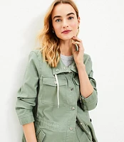 Petite Twill Drawstring Utility Jacket