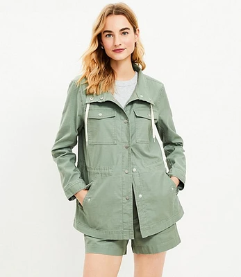 Petite Twill Drawstring Utility Jacket