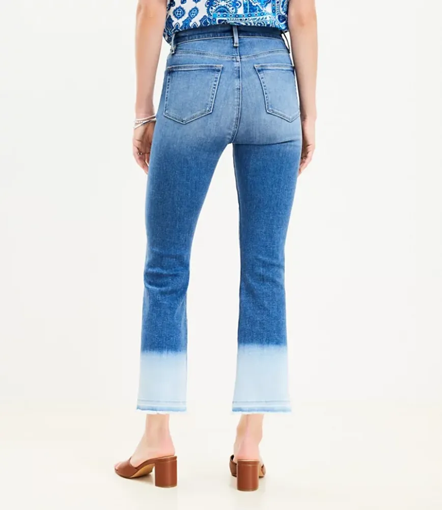 Let Down Hem High Rise Kick Crop Jeans Bleach Out Wash