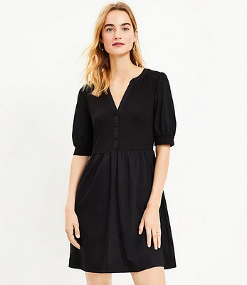 Petite Mixed Media Swing Shirtdress