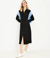 Petite Knot Front Midi Shirtdress