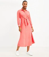 Petite Knot Front Midi Shirtdress