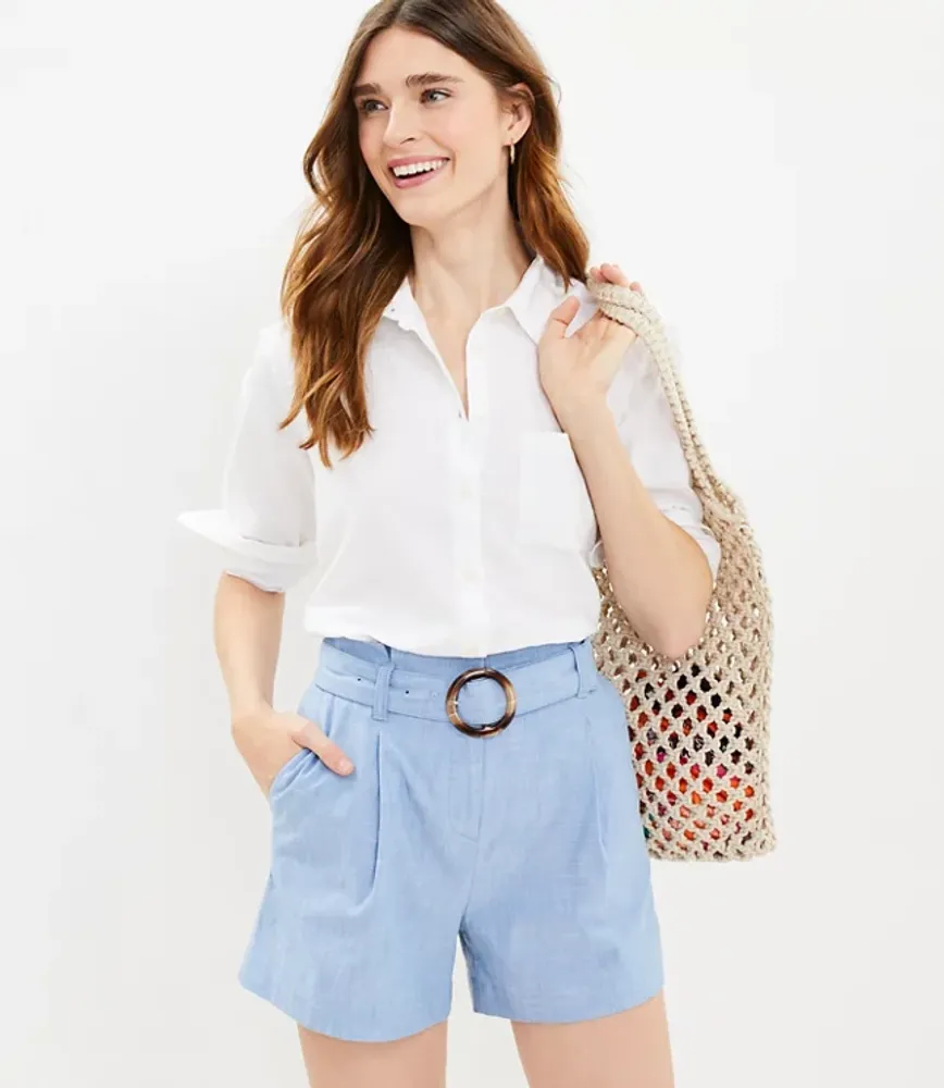 Belted Shorts Chambray