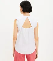 Striped Ruffle Open Back Top