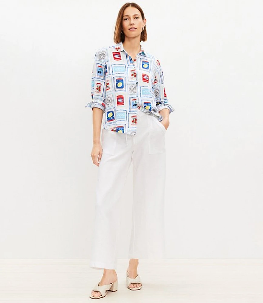 Pull On Linen Cotton Wide Leg Pants