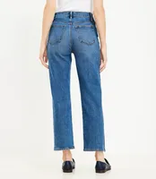 Curvy Side Stripe High Rise Straight Jeans Vintage Mid Indigo Wash