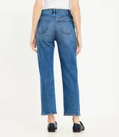 Curvy Side Stripe High Rise Straight Jeans in Vintage Mid Indigo Wash