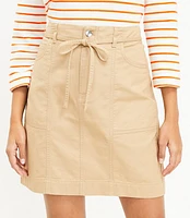 Petite Twill Tie Waist Pocket Skirt