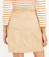 Petite Twill Tie Waist Pocket Skirt