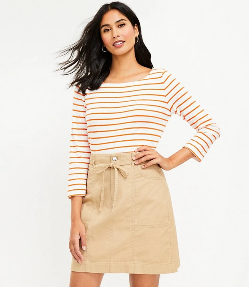 Petite Twill Tie Waist Pocket Skirt