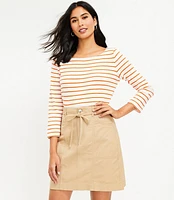 Petite Twill Tie Waist Pocket Skirt