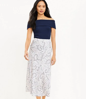 Petite Paisley Bias Midi Skirt