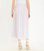 Petite Striped Side Slit Midi Skirt