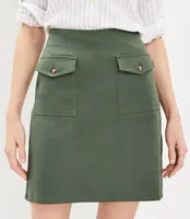 Button Pocket Shift Skirt