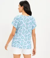 Bloom Cutout Yoke Flutter Sleeve Mixed Media Top