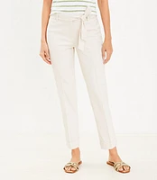 Curvy Devin Tie Waist Slim Pants Twill