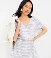 Striped Jacquard Puff Sleeve Dress