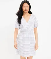 Striped Jacquard Puff Sleeve Dress