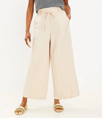 Tall Pull On Linen Blend Wide Leg Pants