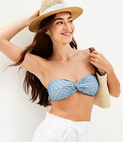 LOFT Beach Polka Dot Shirred Twist Bandeau Bikini Top