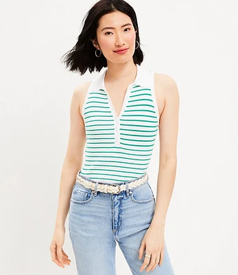 Striped Polo Sweater Tank Top