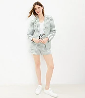 Petite Striped Linen Blend Modern Blazer