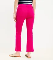 Curvy Frayed High Rise Kick Crop Jeans in Radiant Fuchsia