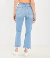 Curvy Chewed Hem High Rise Kick Crop Jeans in Pure Light Indigo Wash