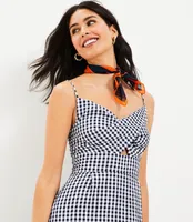 Petite Gingham Twist Cutout Cami Dress